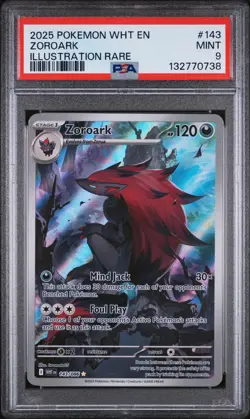 2025 POKEMON WHT EN-WHITE FLARE ILLUSTRATION RARE #143 ZOROARK PSA 9 - Image 1