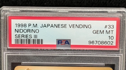 1998 Pokemon Japanese Vending Series 3 Nidorino 33 PSA 10 - Image 3