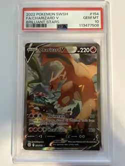 Pokemon 2022 SWSH Brilliant Stars Charizard v Alt Art PSA 10 #154/172 - Image 1