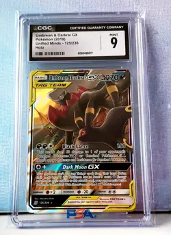 2019 POKEMON UNIFIED MINDS HOLO #125 UMBREON & DARKRAI GX CGC 9 (B) - Image 1
