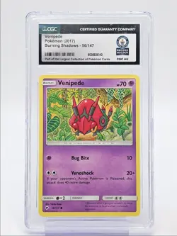 VENIPEDE 2017 POKEMON SUN & MOON BURNING SHADOWS COMMON 56/147 CGC Q2371 - Image 1