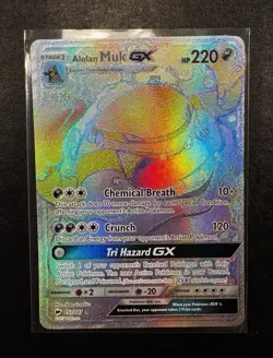 Pokemon Alolan Muk GX (157/147) Burning Shadows Rainbow Secret Rare LP - Image 1
