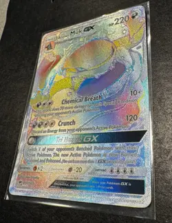 Pokemon Alolan Muk GX (157/147) Burning Shadows Rainbow Secret Rare LP - Image 2