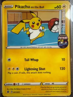 Pikachu on the ball 001 PSA 8 Pokemon 2020 Pokemon Futsal English Promo NM-MT - Image 2