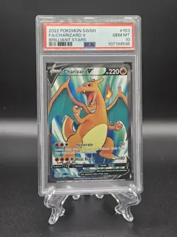 2022 Pokemon SWSH Brilliant Stars Charizard V Full Art 153 PSA 10 Gem Mint - Image 1