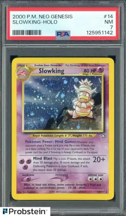 2000 Pokemon Neo Genesis #14 Slowking Holo PSA 7 NM - Image 1