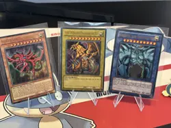 Yugioh Egyptian God Card set Obelisk Slifer The Winged Dragon of Ra Ultra Rare - Image 1