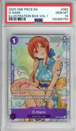 PSA 10 O-Nami One Piece Illustration Box Vol.1 Promo Alt Art Holo OP05-062 - Image 3