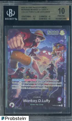 2022-24 One Piece Promos Monkey D. Luffy P Collectors Club Exclusive BGS 10 - Image 1