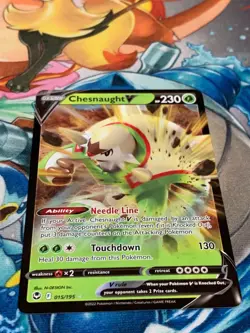 C1018 POKEMON TCG CHESNAUGHT V NM-LP CARD HOLO #015 SILVER TEMPEST RARE - Image 2