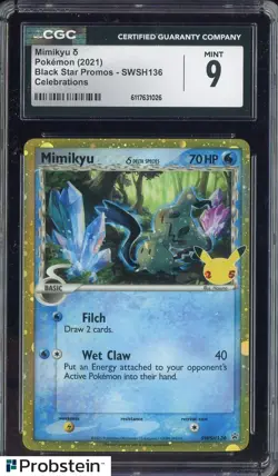 2021 Pokemon BSP Celebrations #SWSH136 Mimikyu CGC 9 MINT - Image 1