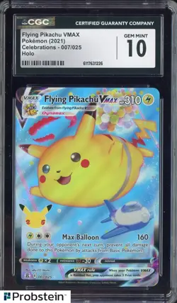 2021 Pokemon Celebrations #007 Flying Pikachu VMAX CGC 10 GEM MINT - Image 1
