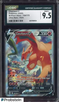 2022 Pokemon Brilliant Stars Ultra Rare #154 Charizard V CGC 9.5 MINT+ - Image 1