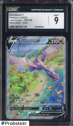 2022 Pokemon Lost Origin Ultra Rare #180 Aerodactyl V CGC 9 MINT - Image 1
