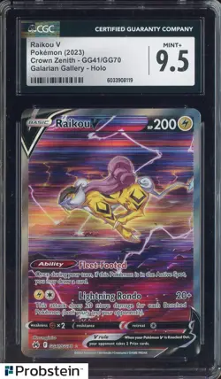 2023 Pokemon Crown Zenith Galarian Gallery #GG41 Raikou V CGC 9.5 MINT+ - Image 1