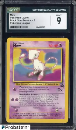 2000 Pokemon Black Star Promo Pokemon League #8 Mew CGC 9 MINT - Image 1