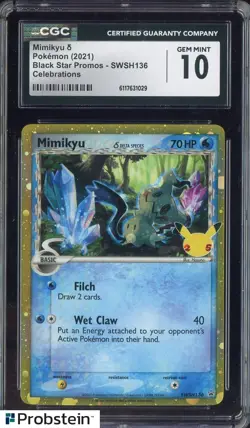 2021 Pokemon BSP Celebrations #SWSH136 Mimikyu CGC 10 GEM MINT - Image 1