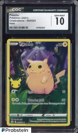 2021 Pokemon Celebrations #005 Pikachu CGC 10 GEM MINT - Image 1