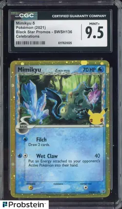 2021 Pokemon BSP Celebrations #SWSH136 Mimikyu CGC 9.5 MINT+ - Image 1