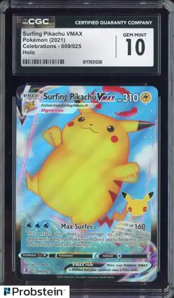 2021 Pokemon Celebrations #009 Surfing Pikachu VMAX CGC 10 GEM MINT - Image 1
