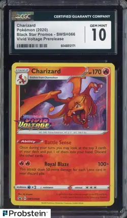2020 Pokemon BSP Vivid Voltage Pre-Release #SWSH066 Charizard CGC 10 - Image 1