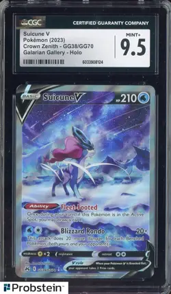 2023 Pokemon Crown Zenith Galarian Gallery #GG38 Suicune V CGC 9.5 MINT+ - Image 1