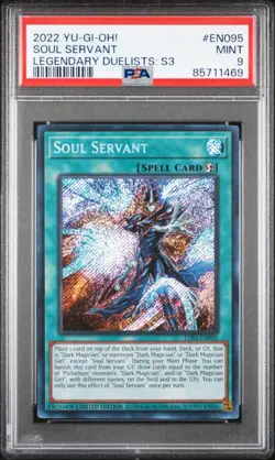 2022 Yugioh LDS3-EN095 Soul Servant Secret Rare Limited Edition PSA 9 Mint - Image 1