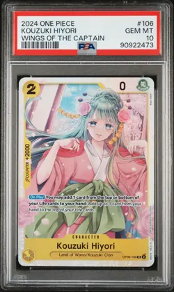 2024 ONE PIECE OP06-WINGS OF THE CAPTAIN #106 KOZUKI HIYORI PSA 10 - Image 1