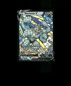 FAN-ART READ DESCRIPTION BELOW HOLO Machamp Card Stained Glass Pokemon Card p1 - Image 1