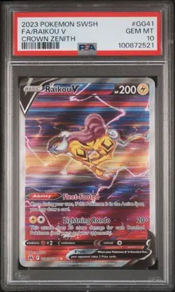 Raikou V PSA 10 English Pokemon Card GG41/GG70 Crown Zenith 2023 Full Art Alt - Image 2