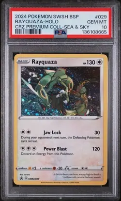 2024 Pokemon Rayquaza SWSH029 Black Star Promo Holo Card Cosmos PSA 10 - Image 1
