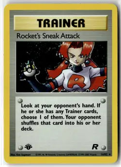 Rocket's Sneak Attack ⭐ 16/82 1st Edition Holo Rare Team Rocket 2000 Pokemon LP - Image 1