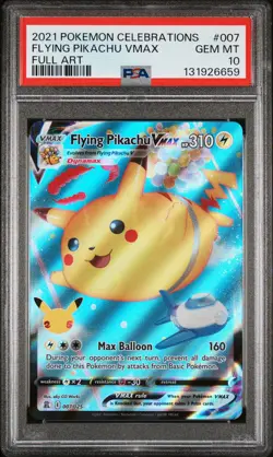 2021 POKEMON CELEBRATIONS #007 FULL ART/FLYING PIKACHU VMAX PSA 10 - Image 1