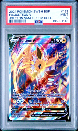 2021 POKEMON SWSH BLACK STAR PROMO #183 FULL ART/JOLTEON V PSA 9 - Image 1