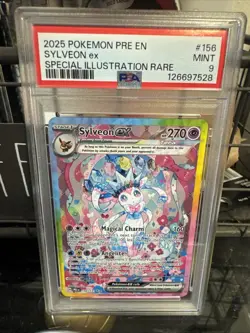 2025 Pokemon Prismatic Evolutions Sylveon EX #156 SIR PSA 9 - Image 1