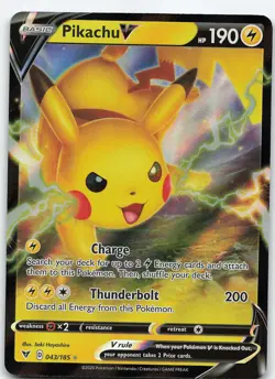 Pikachu V 043/185 Ultra Rare Holo SWSH04: Vivid Voltage NM Pokemon - Image 1