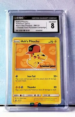 2017 Pokemon BSP I Choose You! Purchase Campaign #SM110 Ash's Pikachu CGC 8 - Image 1