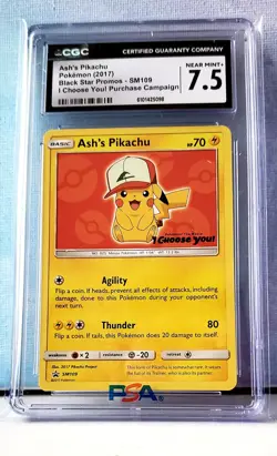 2017 Pokemon BSP I Choose You! Purchase Campaign #SM109 Ash's Pikachu CGC 7.5 - Image 1