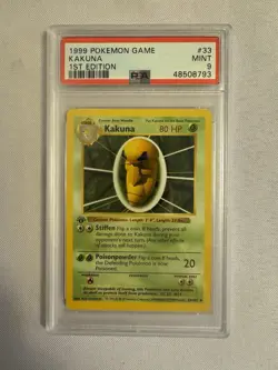 1999 Pokemon - 1st Edition Shadowless Kakuna Base Set 33/102 - PSA 9 Mint! WOTC - Image 1