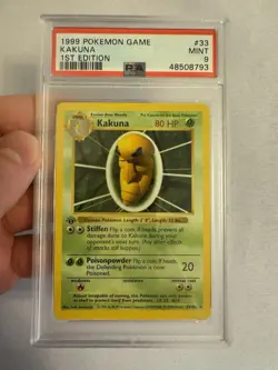 1999 Pokemon - 1st Edition Shadowless Kakuna Base Set 33/102 - PSA 9 Mint! WOTC - Image 2