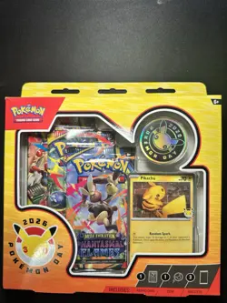 Pokemon Day 2026 Collection Box Pikachu Promo Card Coin 3 Packs - Image 1