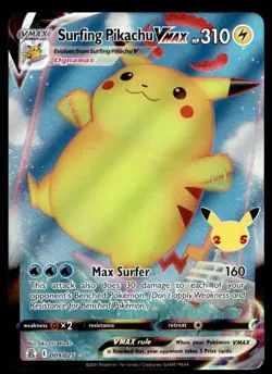 2021 Pokemon Celebrations 25 Surfing Pikachu VMAX FA Holo #009/025 B C23 - Image 1
