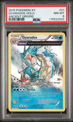 2015 POKEMON XY ANCIENT ORIGINS #21 GYARADOS-HOLO PSA 8 - Image 1