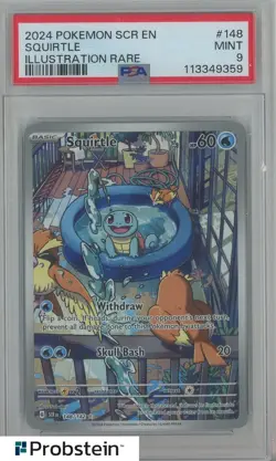 2024 Pokemon SCR EN Illustration Rare #148 Squirtle PSA 9 MINT - Image 1