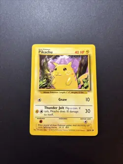 Pikachu 058/102 Base Set Regular Unlimited Yellow Cheeks Pokemon WOTC NM/LP - Image 1