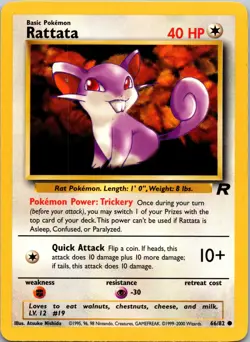 Rattata 66/82 Team Rocket Pokemon TCG LP / NM - Image 1