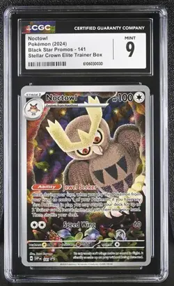 Noctowl *CGC 9* Illustration Rare *Stellar Crown ETB Promo* #141 *2024* Pokemon - Image 1