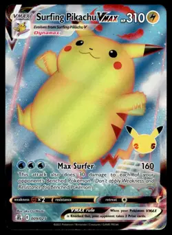 2021 Pokemon Celebrations 25 Surfing Pikachu VMAX FA Holo #009/025 C23 - Image 1