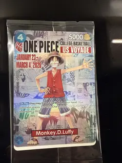 One Piece Monkey D. Luffy US Voyage College Basketball Promo Card Sealed - Image 1
