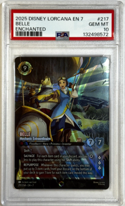 Belle Enchanted PSA 10 GEM MT (2025) Disney Lorcana EN 7 #217/204 - Image 1